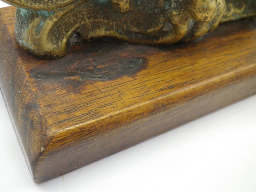 Pair Solid Cast brass Horse bookends on wooden bases. 17.cm x 15cm long