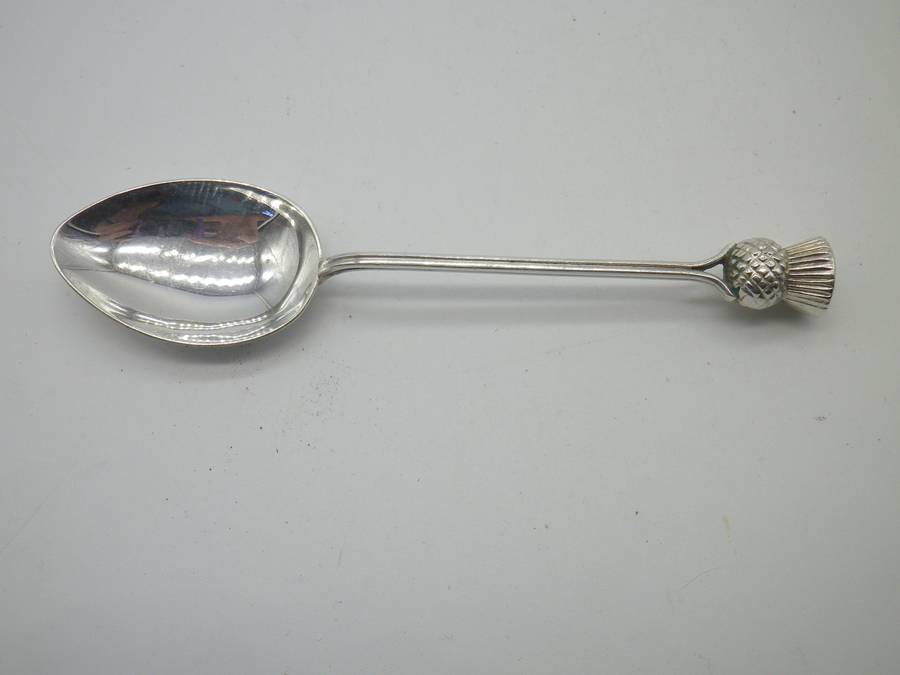 Scottish Hallmarked Silver thistle teaspoon. Glasgow, 1953. Robert Allison 10.6cm 10.6g