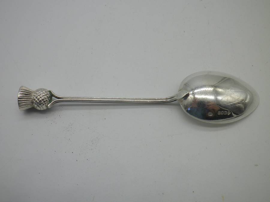 Scottish Hallmarked Silver thistle teaspoon. Glasgow, 1953. Robert Allison 10.6cm 10.6g