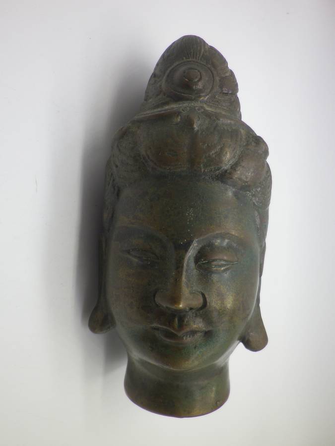 MAGNIFICENT Antique BRONZE KWAN YIN HEAD STATUE. Too beautiful