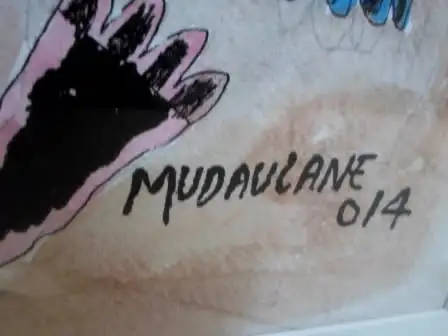 Celestino Mudaulane - Mozambique b 1972 MIXED MEDIA ON Paper.  90x70cm -framed