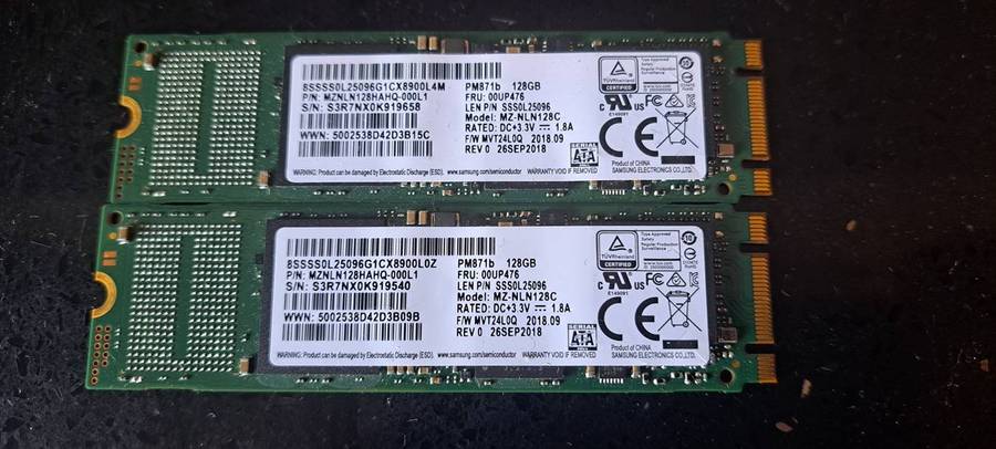 2 x SATA SSD M.2 128GB 1005 Working Codition