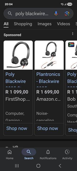 Plantronics Poly BlackWire 3320 Headset
