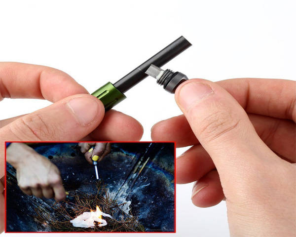 Flint Stone Magnesium Fire Starter Alloy Waterproof Flint StoneCNC Gear Ppocket Outdoor(Green)