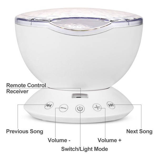 Multi-Color Ocean Wave Projector Light with Built-in Music Player