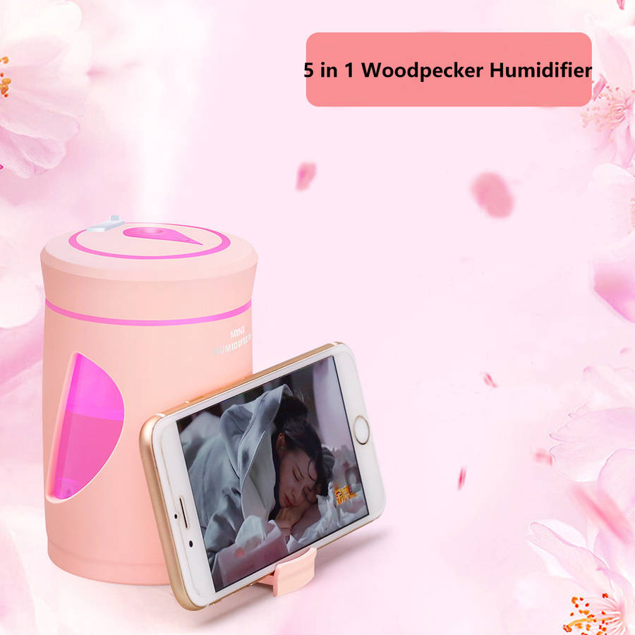5 in 1 USB Woodpecker Multifunction Humidifier - Pink