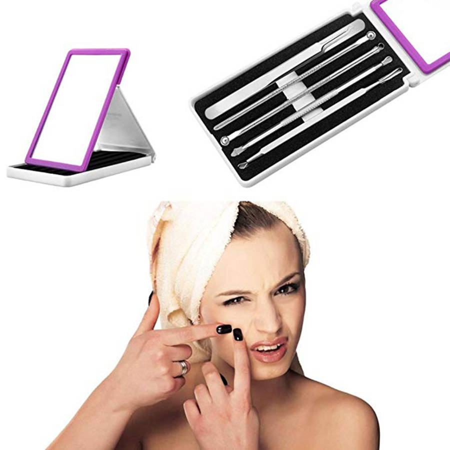 5-in-1 Stainless Steel Blackhead Remover Tool Kit - Purple
