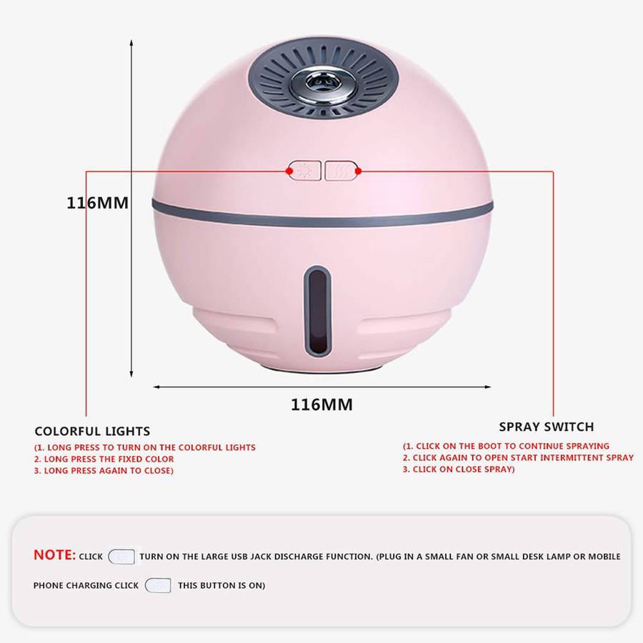 4-in-1 Space Ball Humidifier - Pink