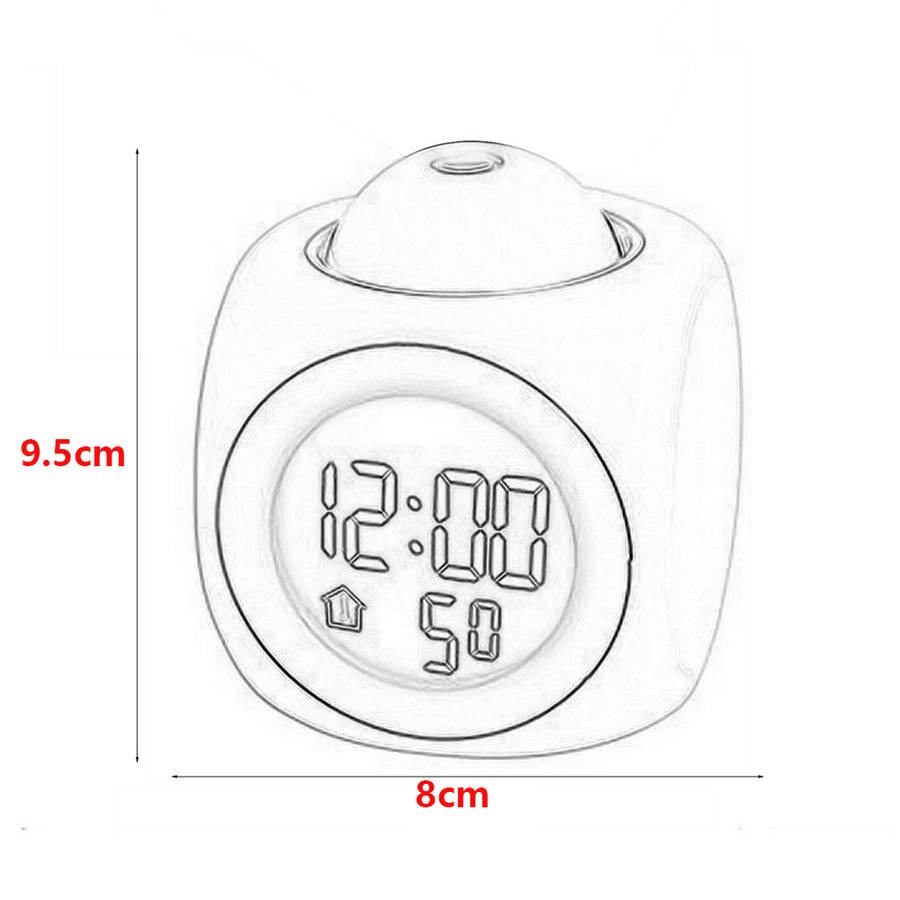 Multi-Function LED Talking Projection Clock - White