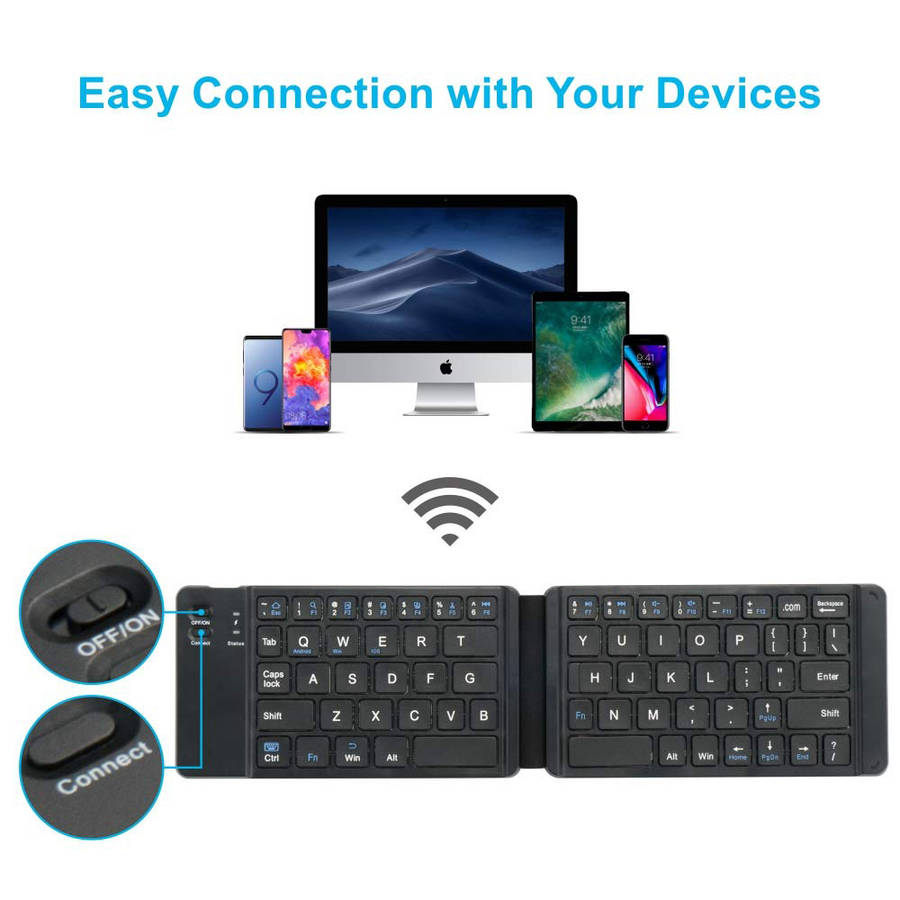 Ultra-Slim Folding Mini Wireless Bluetooth Keyboard