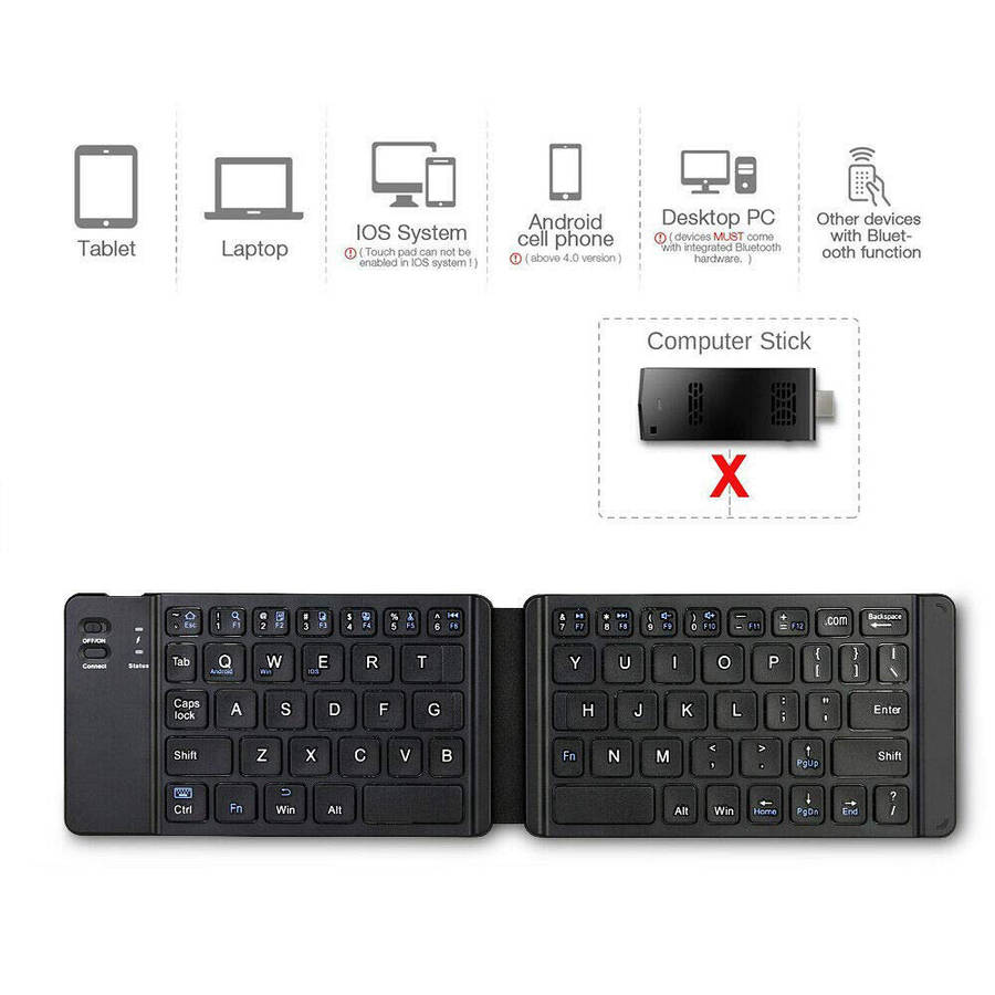 Ultra-Slim Folding Mini Wireless Bluetooth Keyboard