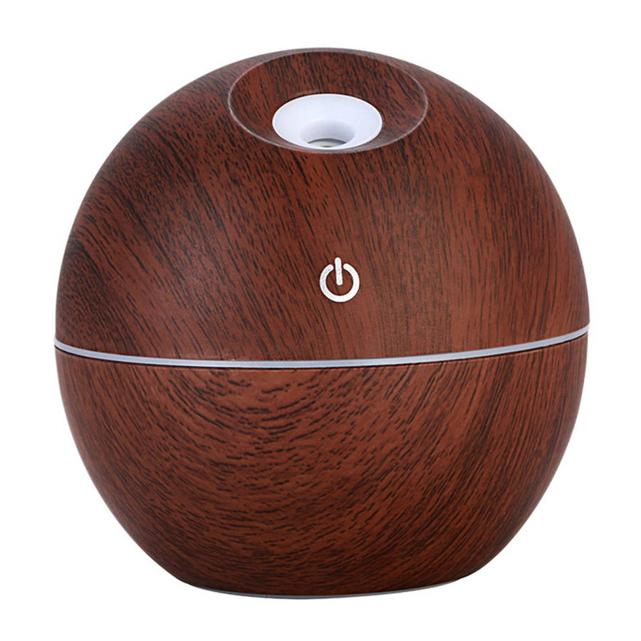 Portable 7 Color LED Light 130ml Essential Oil Diffuser - Deep Wood Grain