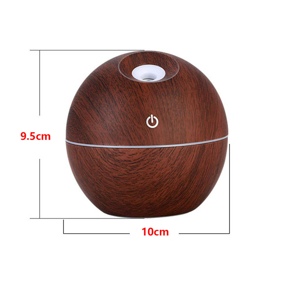 Portable 7 Color LED Light 130ml Essential Oil Diffuser - Deep Wood Grain