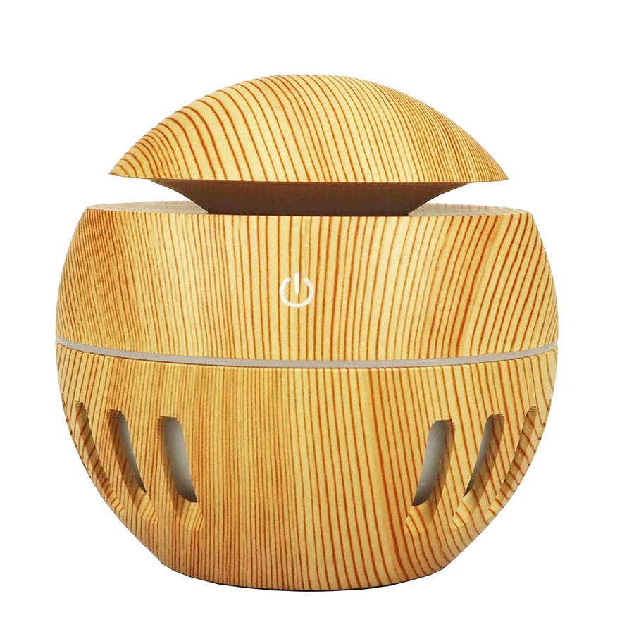 Portable 7 Color LED Light Wood Grain Hollow Aromatherapy Diffuser - 130ml