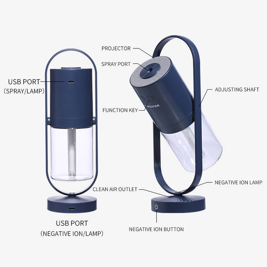 360° Foggy Two Spray Modes USB Negative Ion Humidifier - Blue