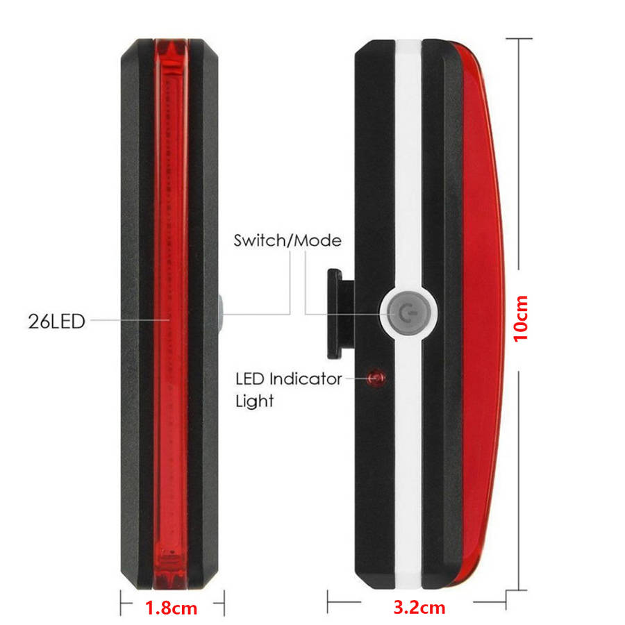 USB Rechargeable Bicycle LED Taillight