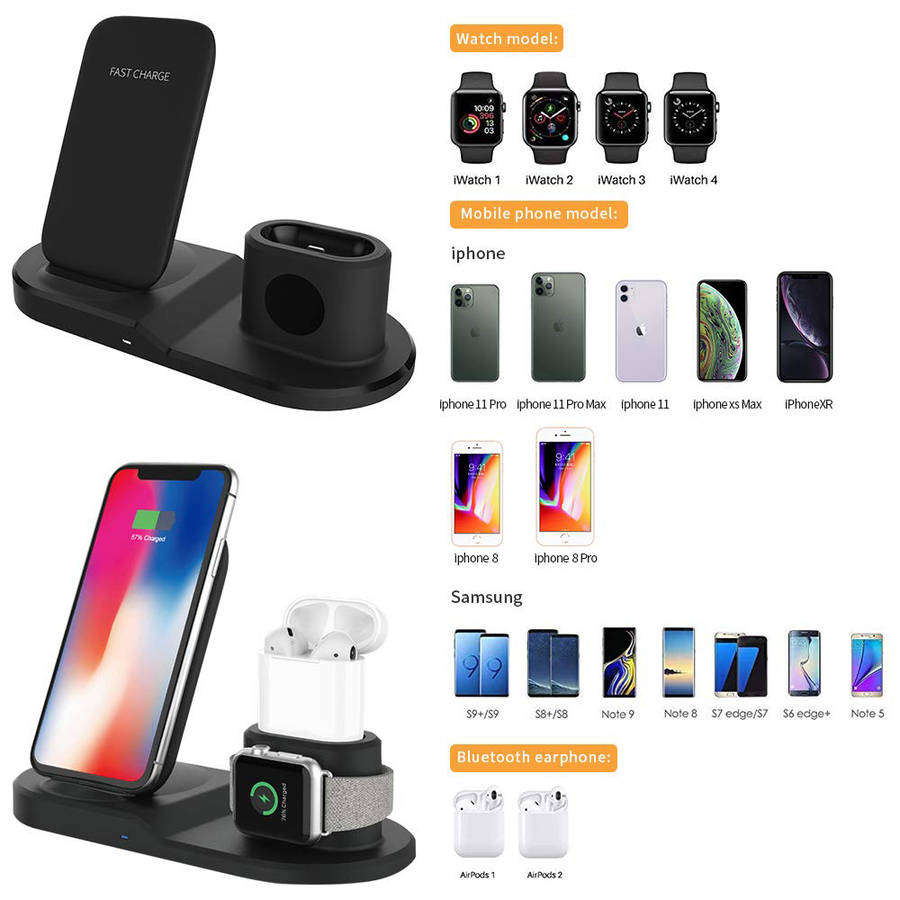 3 in 1 Multifunctional Wireless Charging Station Phone Stand