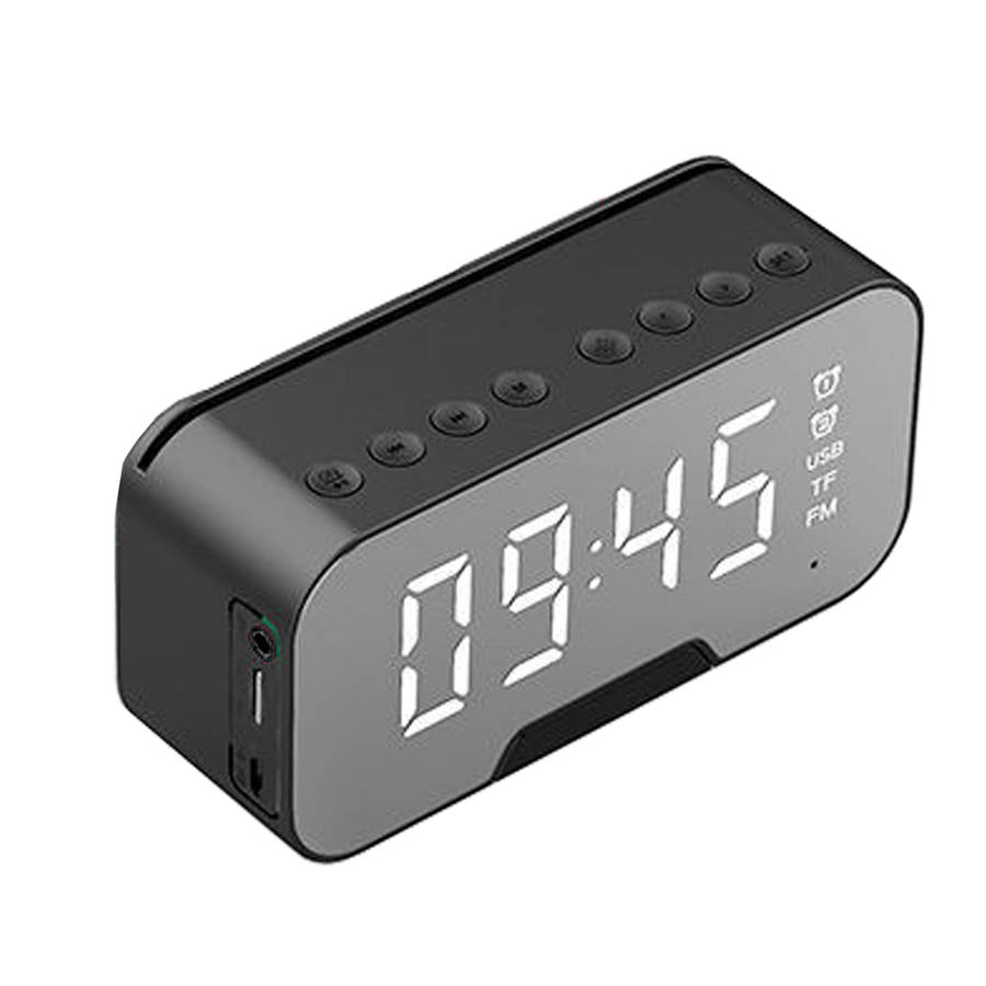 MultiFunction LED Mirror Digital Alarm Clock Bluetooth Speaker FM Radio