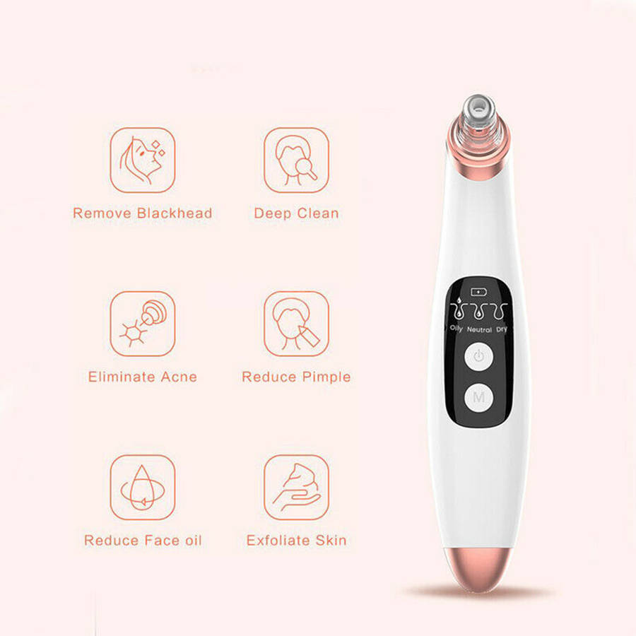 Electronic Blackhead Remover Vacuum Suction Cleaner with 6 Sucker Heads