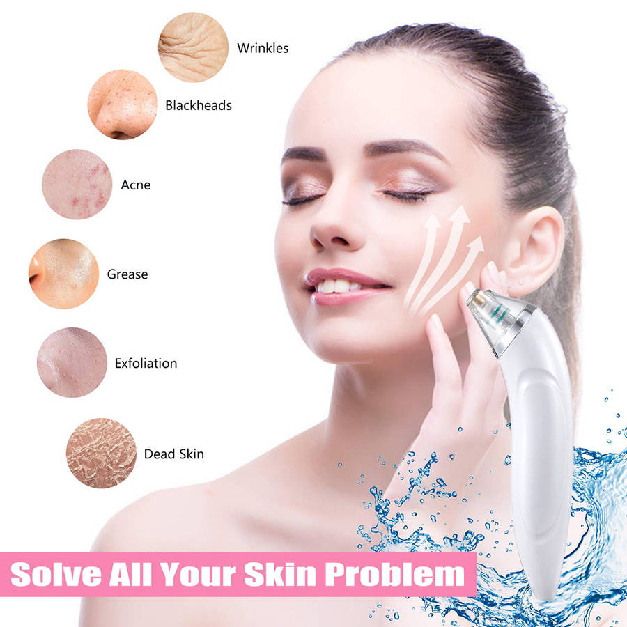 3 Levels Electronic Blackhead Remover Vacuum Cleaner with 4 Probe-White