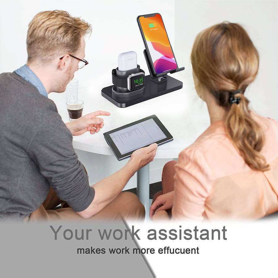 3 in 1 Charging Station for AirPods, iWatch Series & iPhone-Black