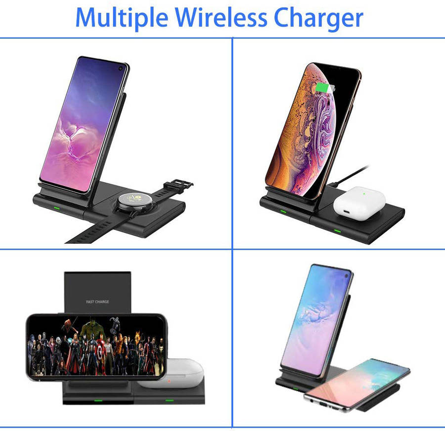 2-in-1 Wireless Charging Station Dock for iPhone 11 Pro/Airpods-Black