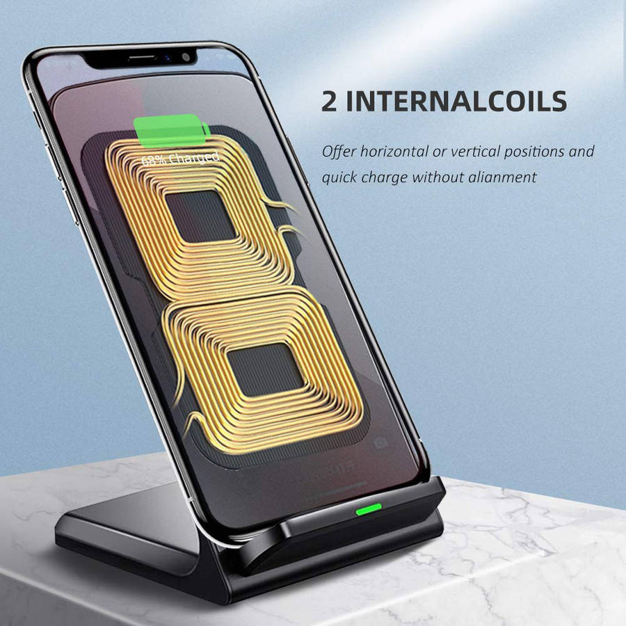 2 Coils Fast Wireless Charger Stand & iWatch Stand