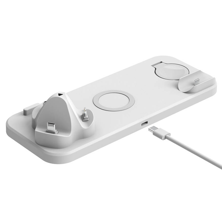 6 in 1 Wireless Charging Dock for iWatch/Airpods Pro/iPhone 11Pro-White