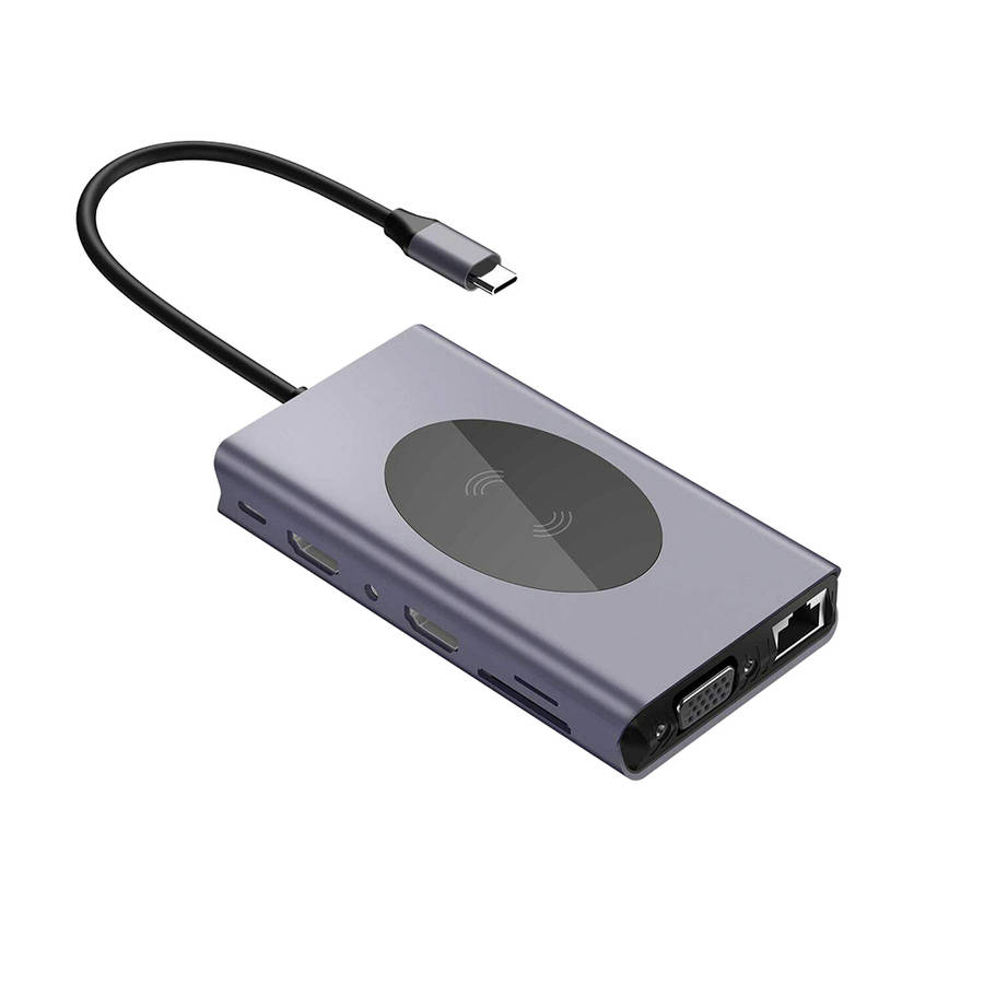 14-in-1 USB-C Hub Laptop Docking Station & Wireless Charger