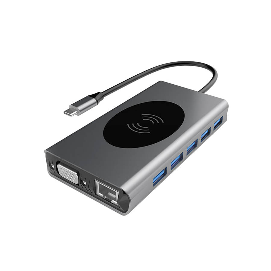 13-in-1 USB-C Hub Laptop Docking Station & Wireless Charger