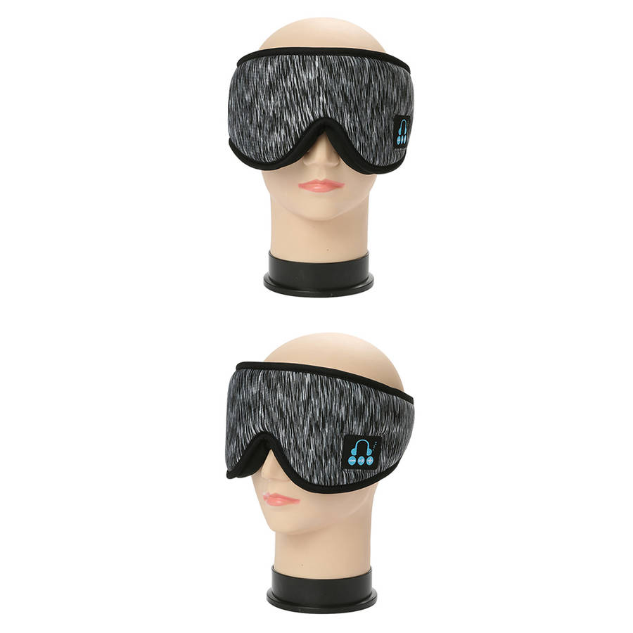 Breathable 3D Soft Cotton Sleep Eye Mask with Bluetooth Headphone - Gray