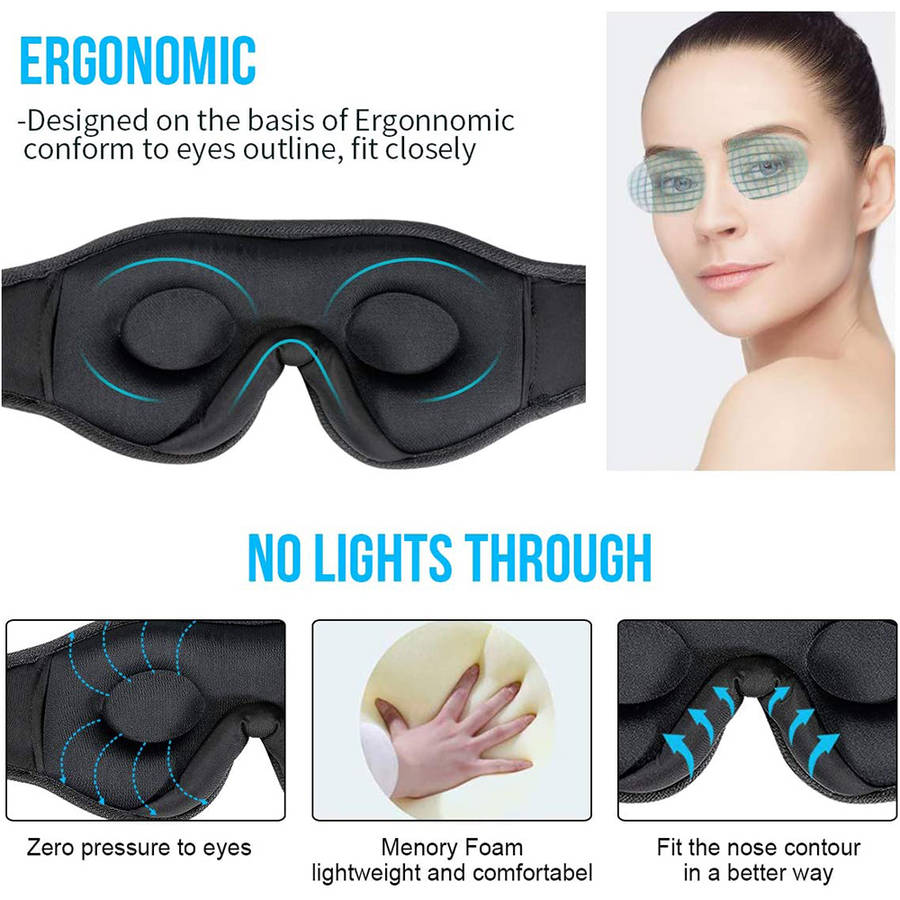 Breathable 3D Soft Cotton Sleep Eye Mask with Bluetooth Headphone - Gray