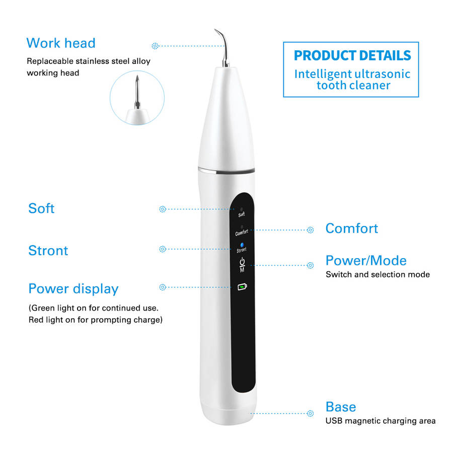 Portable 3 Working Modes Electric Ultrasonic Dental Calculus Remover