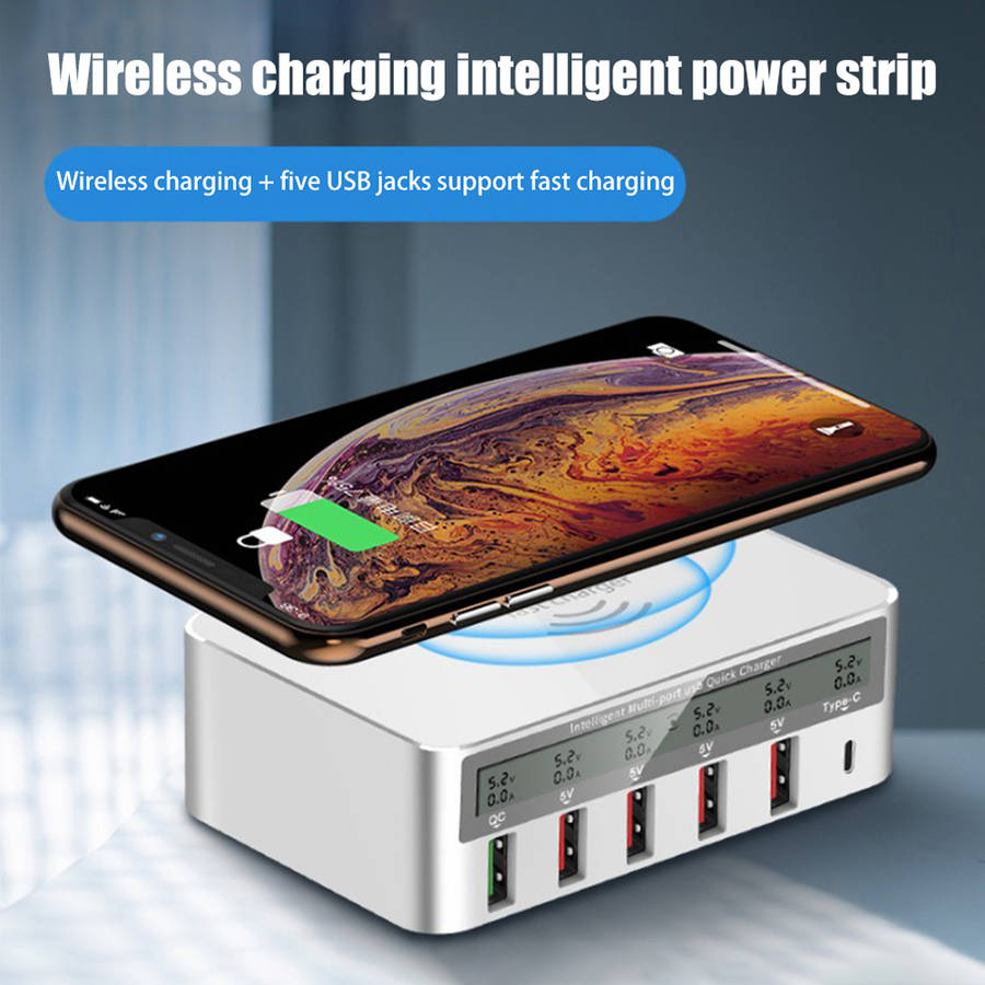 5 Port USB Charger HUB QC3.0 Fast Charger Station Dock & Organizer