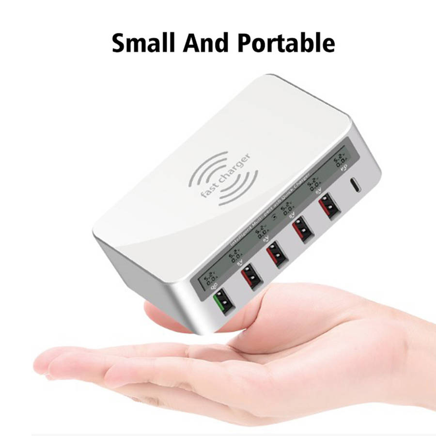 5 Port USB Charger HUB QC3.0 Fast Charger Station Dock & Organizer