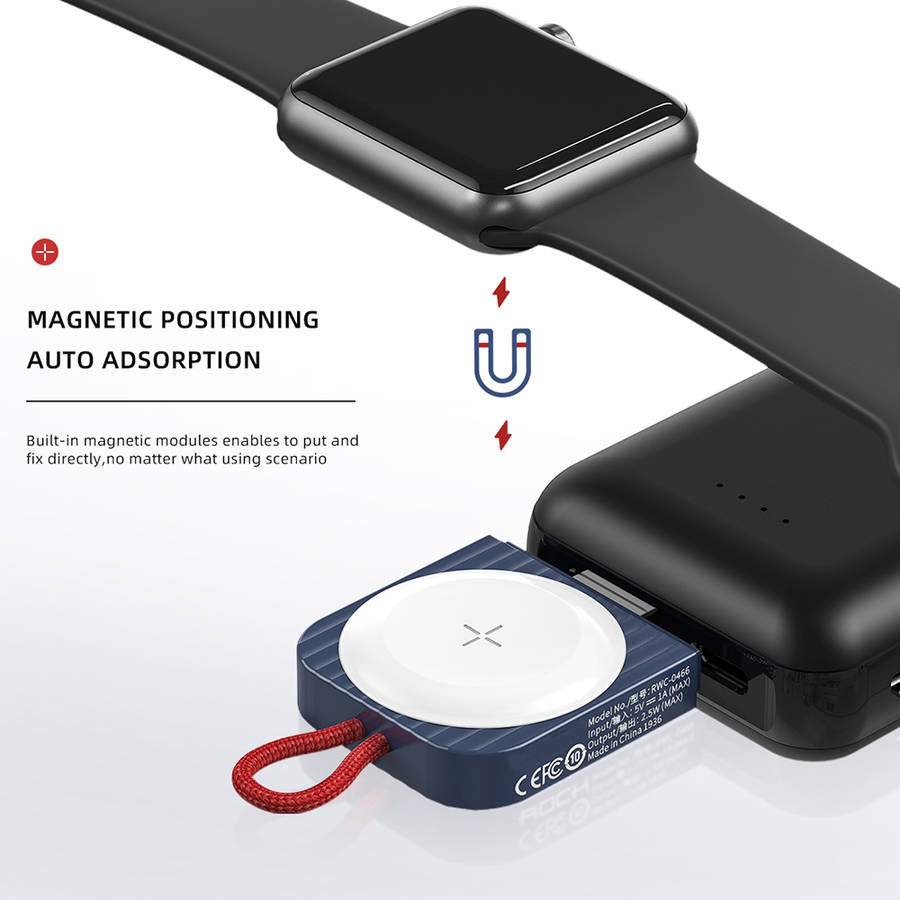 Portable Magnetic Wireless Charger Pad for Apple Watch Series - Blue