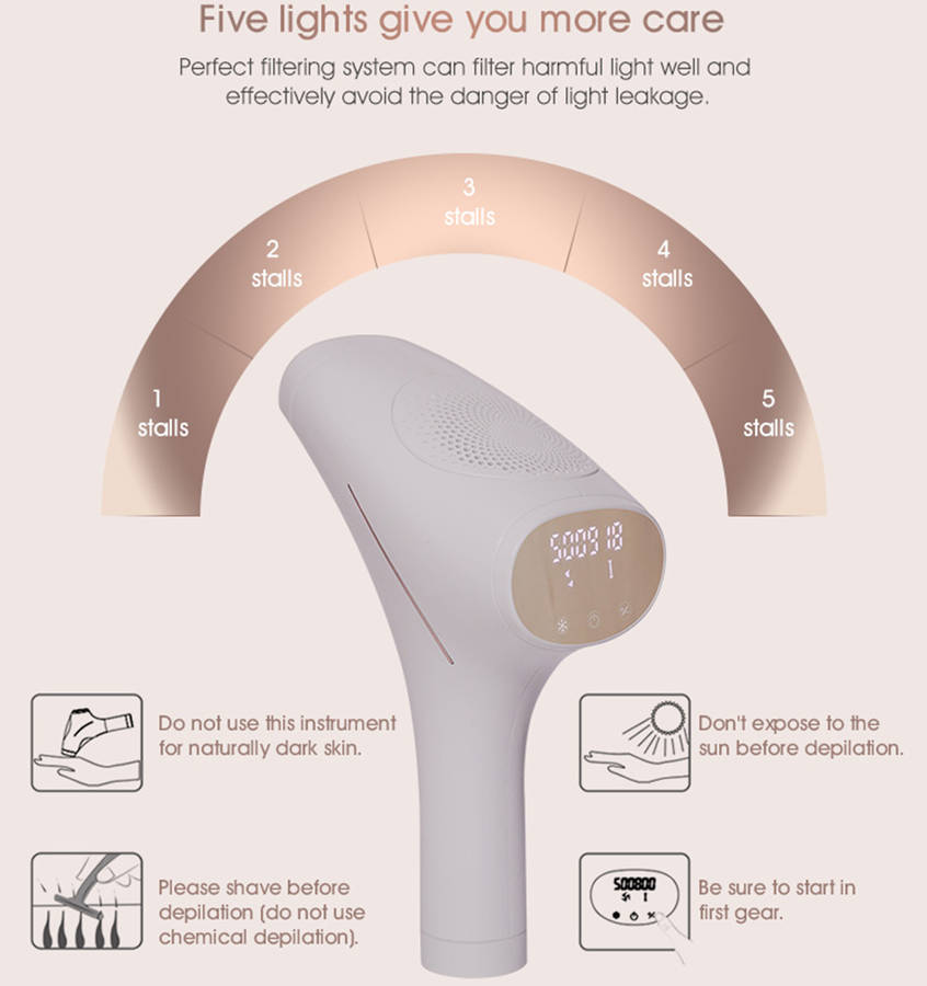 Portable Electric 500,000 Flashes Painless Laser Hair Removal Epilator