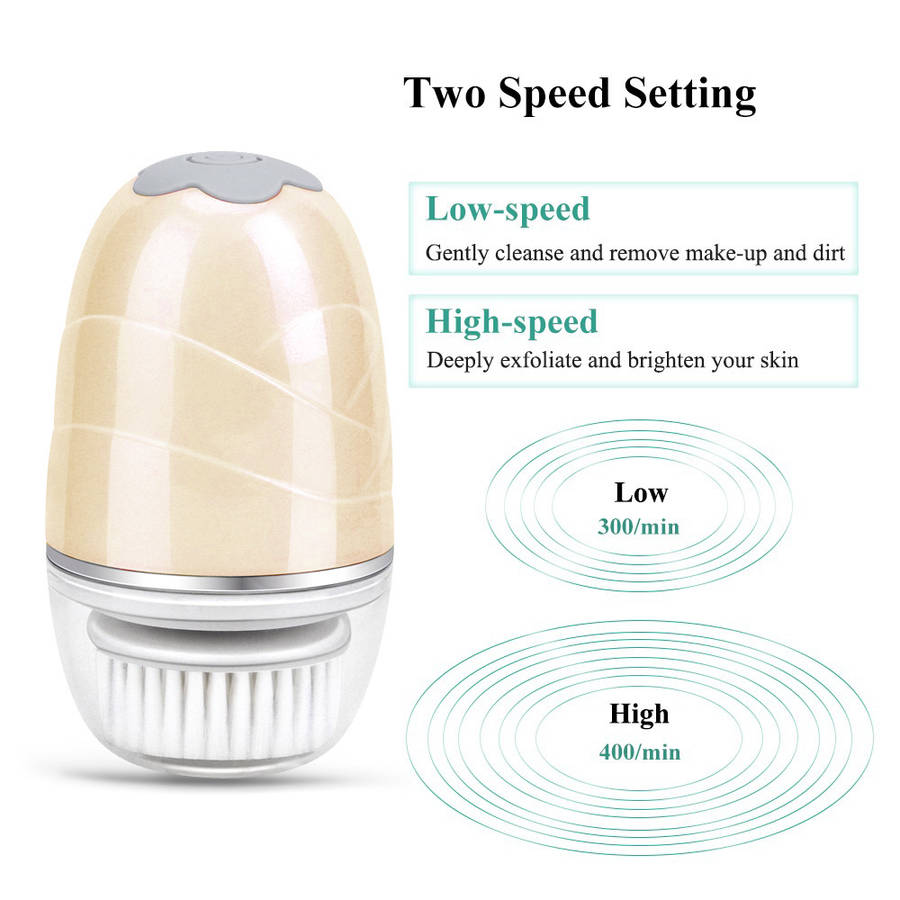 360° Rotary 3 In 1 Electric Soft Facial Cleansing Brush - Gold