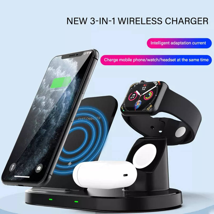 3 In 1 15W Wireless Charger Stand For iPhone 12 & iWatch & Airpods Pro