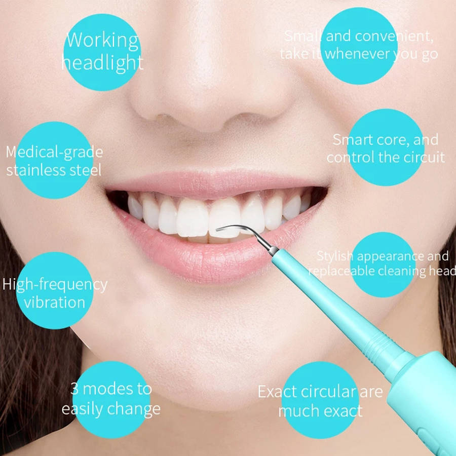 Portable Electric Sonic Dental Calculus Remover with LED Light - Blue