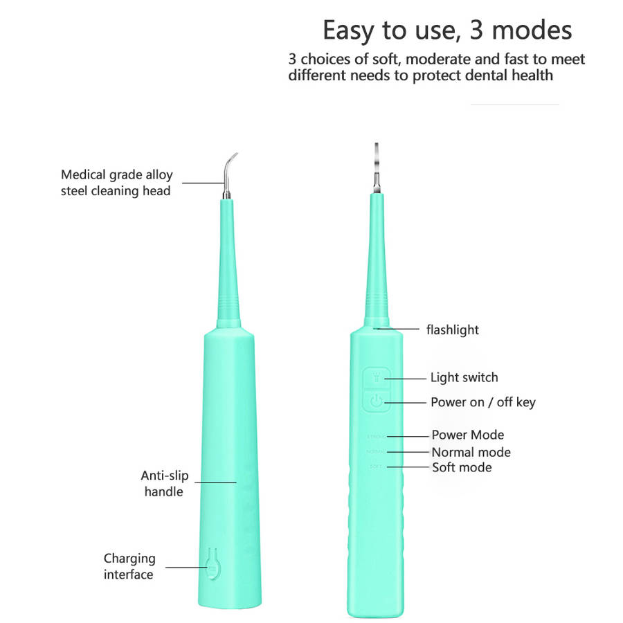 Portable Electric Sonic Dental Calculus Remover with LED Light - Blue