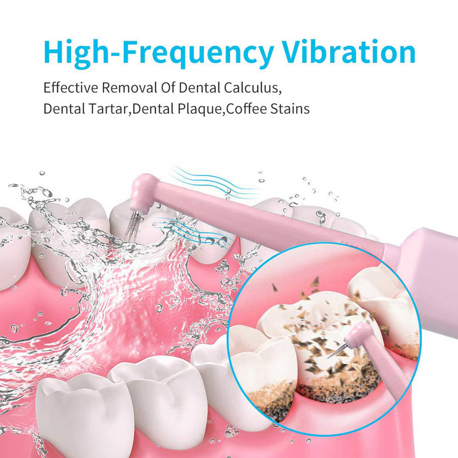 Household Electric Sonic Dental Calculus Remover with LED Light - Pink