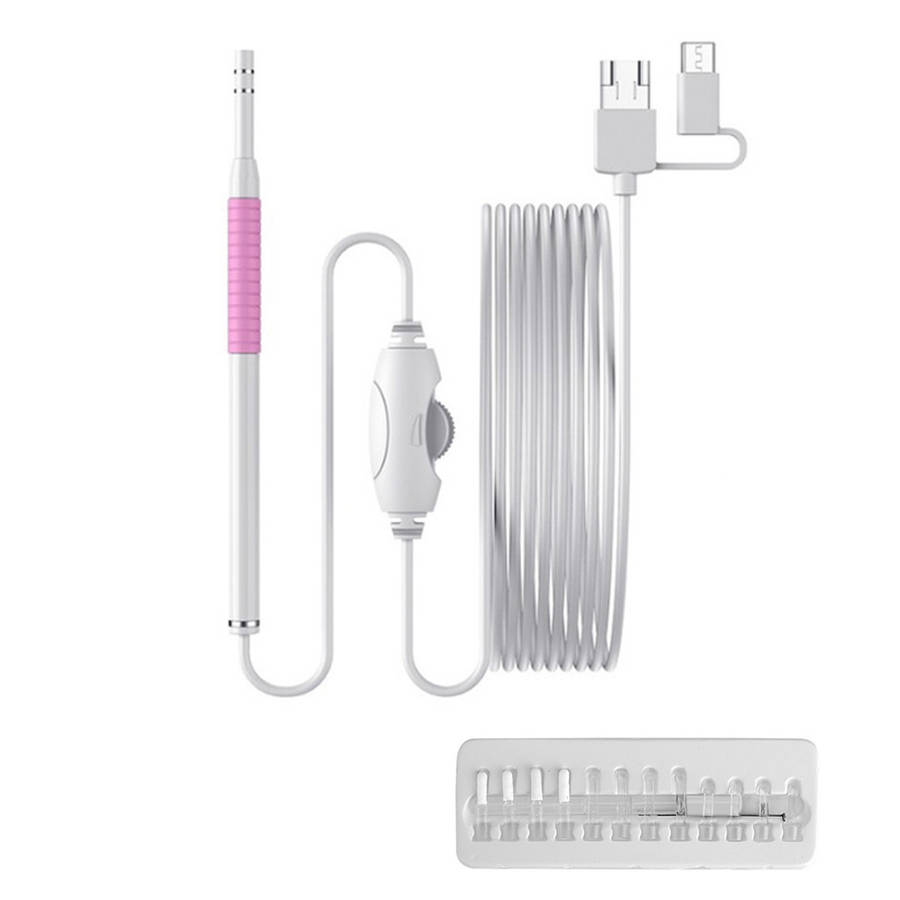 5.5mm 3-in-1 Visual Earpick With LED Camera Endoscope - Pink