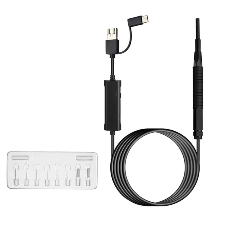 3 In 1 3.9mm Visual Earpick With LED Camera Endoscope - Black