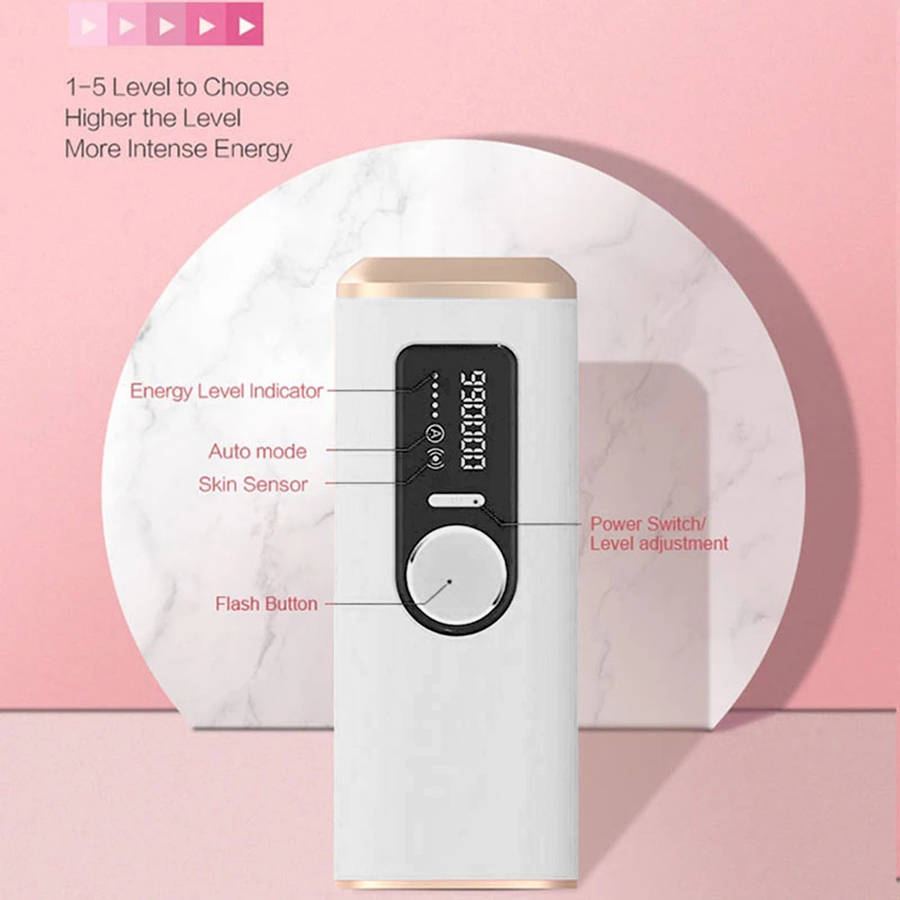 990000 Flash Permanent Painless LCD IPL Epilator Hair Remove - White