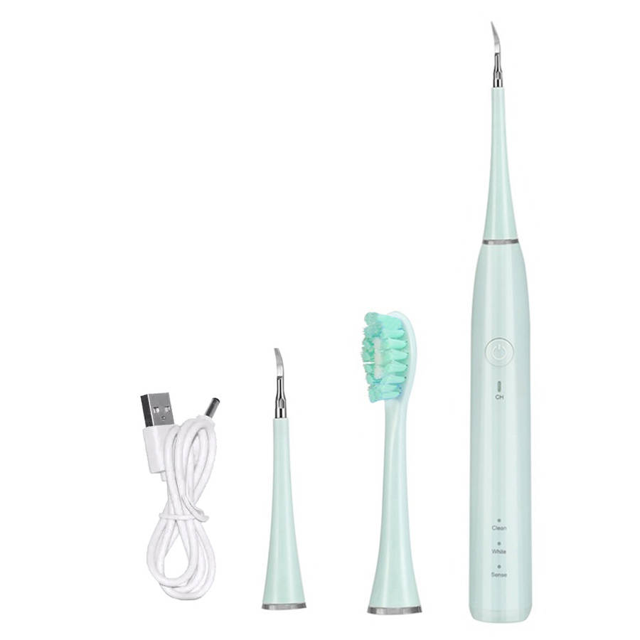 Portable 3-In-1 Waterproof Electric Ultrasonic Teeth Cleaner Kit - Blue