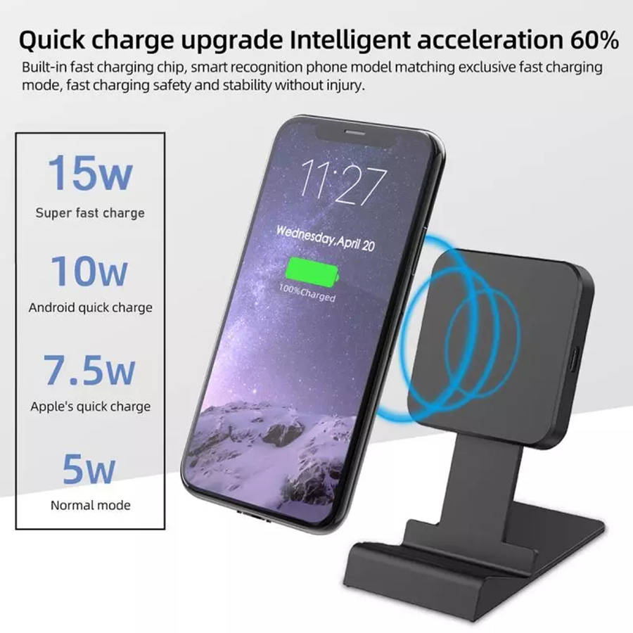 15W Folding Wireless Charger Phone Holder For IPhone 12 Pro & Airpods Pro