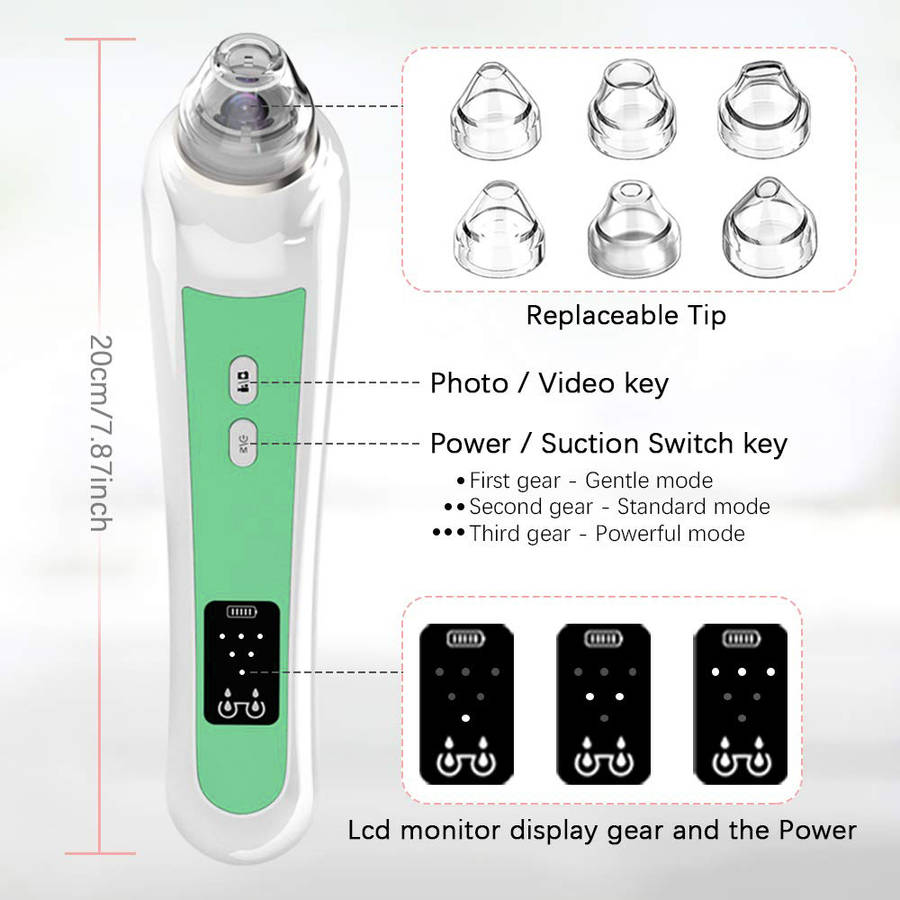 5MP WIFI 20X Magnification Visual Electric Blackhead Remover - Green