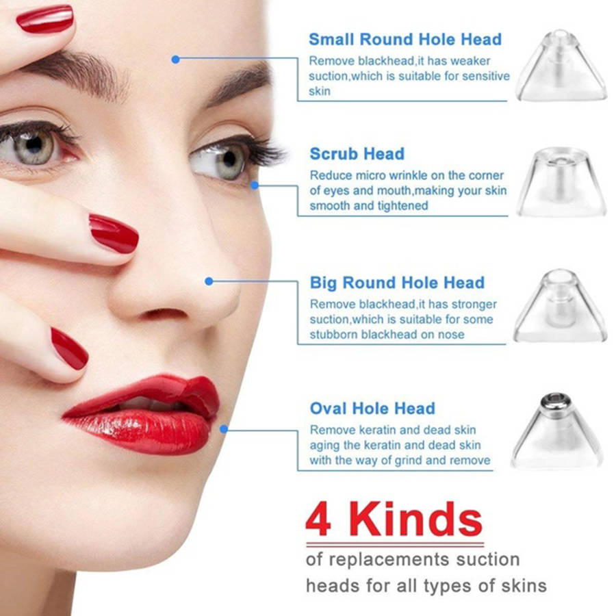 Electric Pore Vacuum Acne Comedone Extractor Kit with 4 Levels - Pink