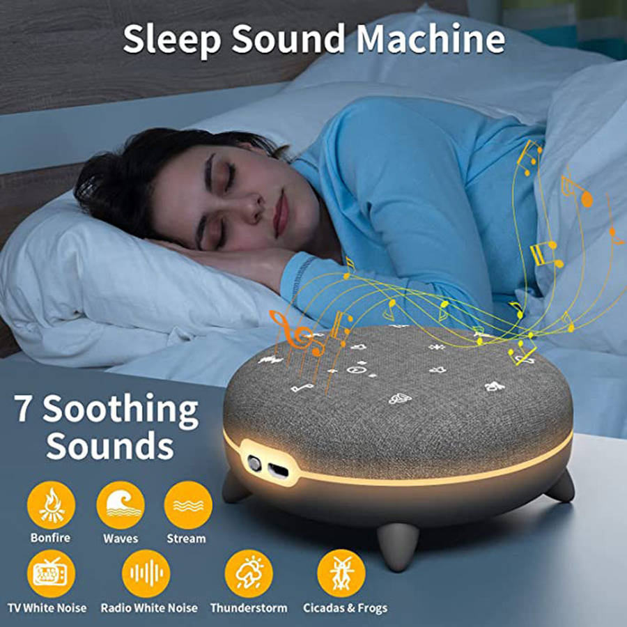 7 Soothing Sound White Noise Machine with Bluetooth Speaker & RGB Light